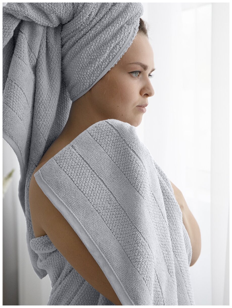 Махровое полотенце LOVEME Milano 50х90см, цвет холодный серый - фотография № 4