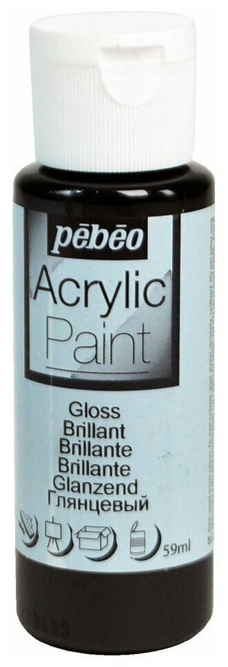 Краски акриловые PEBEO Acrylic Paint декоративная глянцевая 59 мл 097860 черный