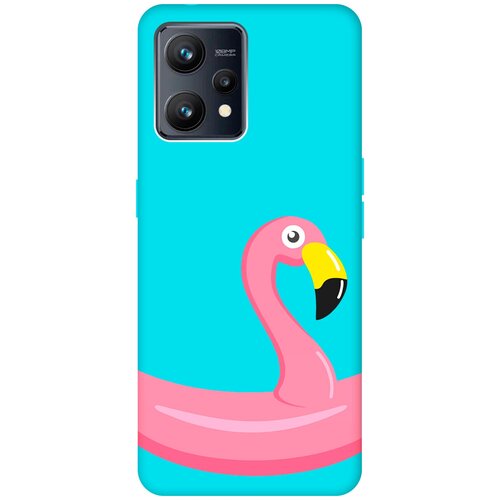 Матовый чехол Flamingo Swim Ring для Realme 9 / Рилми 9 с 3D эффектом бирюзовый матовый чехол flamingo swim ring для realme c33 рилми с33 с 3d эффектом мятный