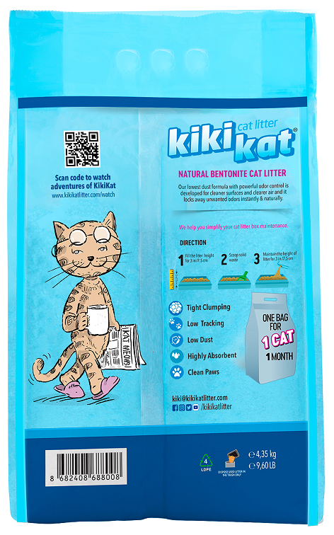 Бентонитовый наполнитель для кошачьего туалета "KikiKat" супер-белый комкующийся 5 л. - фотография № 3