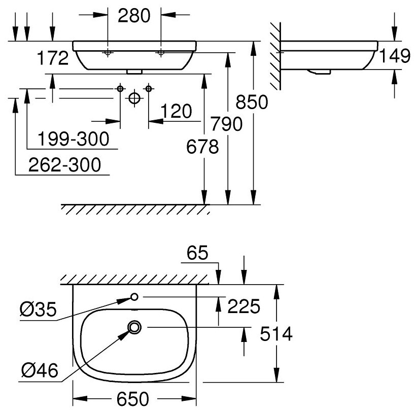 Раковина 65 см, белая, Grohe Euro Ceramic 39323000 - фотография № 17