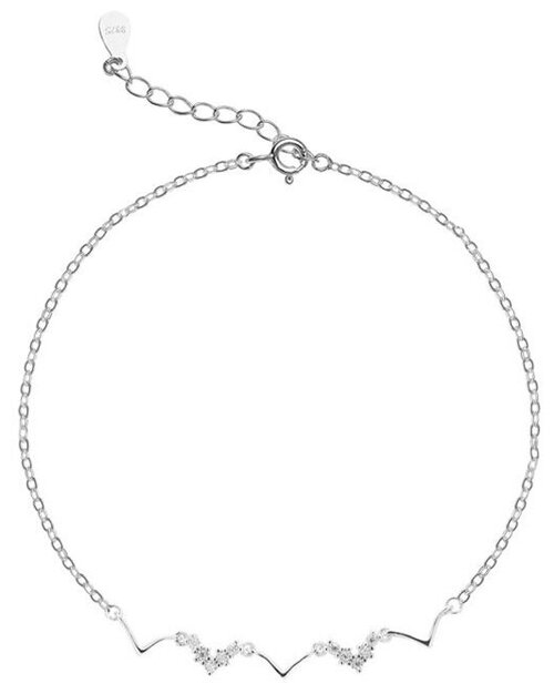 Браслет-цепочка WASABI jewell, циркон, размер 14 см, серебристый