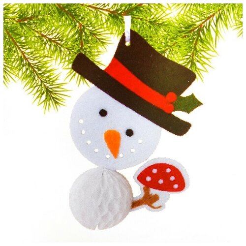 фото Набор для создания подвесной ёлочной игрушки из фетра и бумаги гофре «снеговик в шляпе» школа талантов