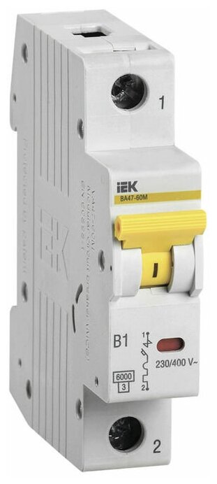 Автоматический выключатель IEK ВА47-60M (MVA31-1-010-B) 1Р (B) 6кА 10 А