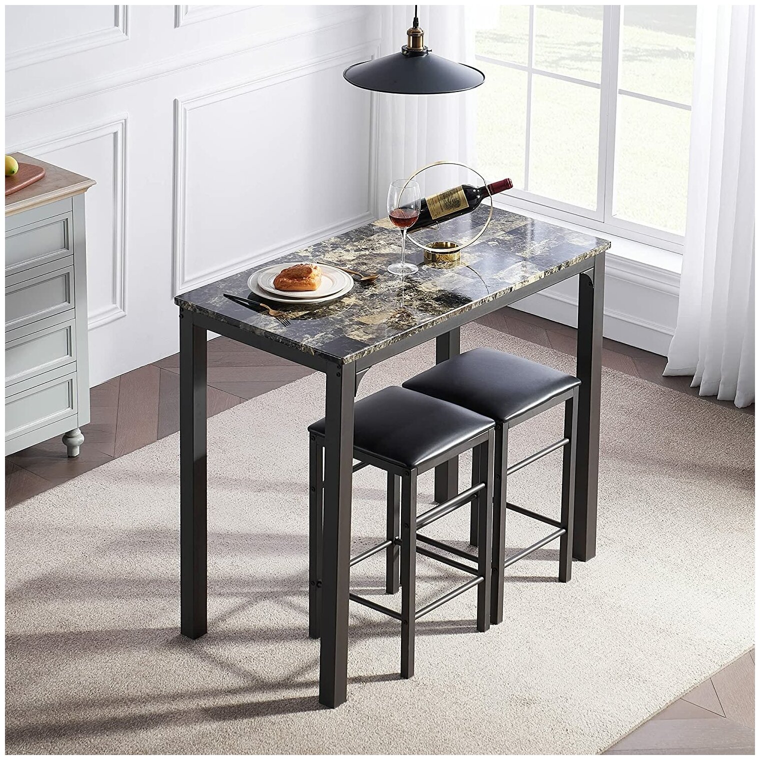 Комплект мебели обеденный стол и 2 стула в стиле Лофт