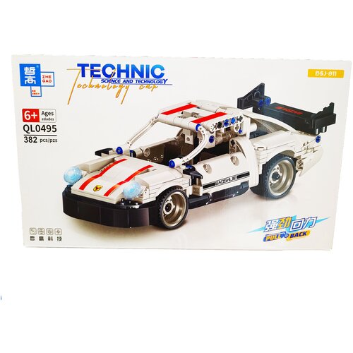 Конструктор ZHEGAO QL0495 TECHNIC PORSCHE 911 PULLBACK, 382 деталей QL 0495