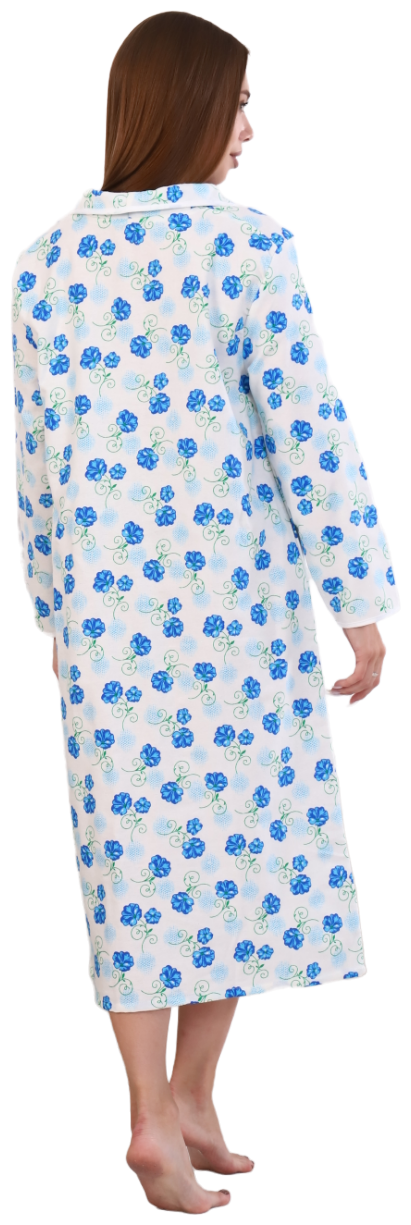 Сорочка А-ЛЁНка, застежка пуговицы, длинный рукав, размер 46, голубой, белый - фотография № 7