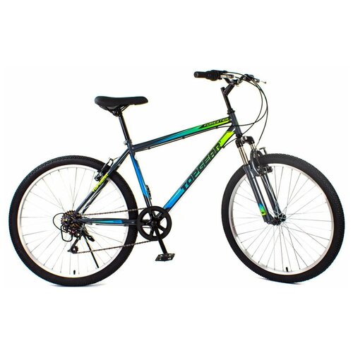 Велосипед подростковый горный с колесами 26 TOPGEAR Forester серый неон, 7 скоростей, рама 18 2022 год 