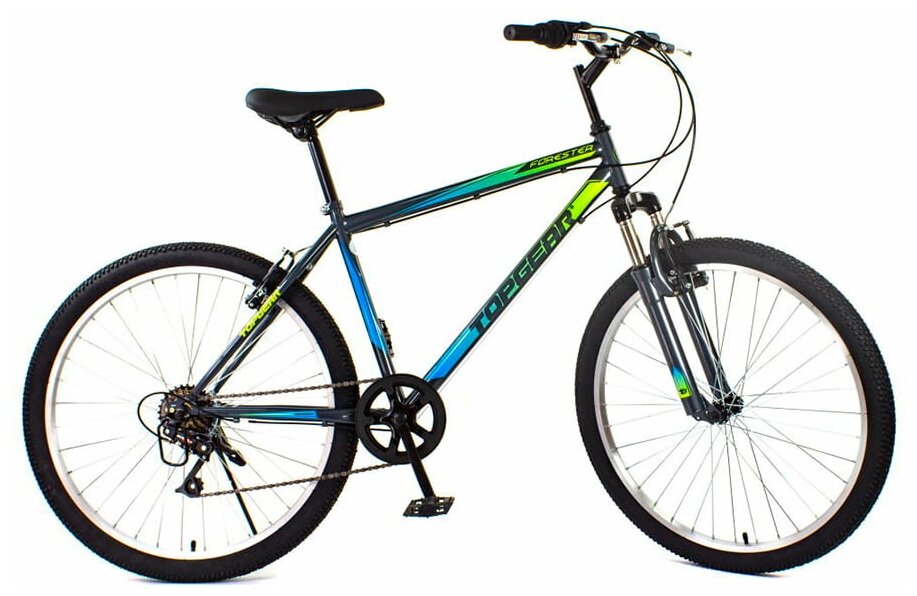 Велосипед подростковый горный с колесами 26" TOPGEAR Forester серый неон, 7 скоростей, рама 18" 2022 год