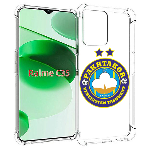 чехол mypads фк локо вперед для realme c35 narzo 50a prime задняя панель накладка бампер Чехол MyPads Фк Пахтакор Pakhtakor мужской для Realme C35 / Narzo 50A Prime задняя-панель-накладка-бампер