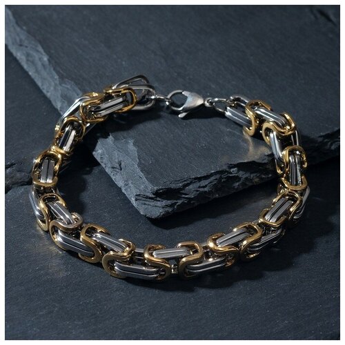 фото Браслет мужской "стальной" не стандарт, цвет серебряно-золотой, 21,5 см queen fair
