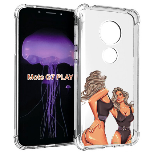 Чехол MyPads девушка-в-купальнике-черном женский для Motorola Moto G7 Play задняя-панель-накладка-бампер