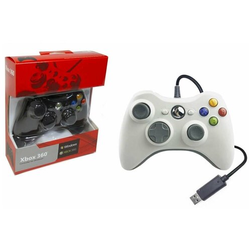 Геймпад проводной для X-BOX 360 белый упаковка красная картон 179000₽