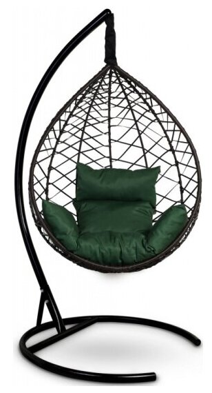 Подвесное кресло кокон LAURA OUTDOOR Alicante коричневое + зеленая подушка - фотография № 4