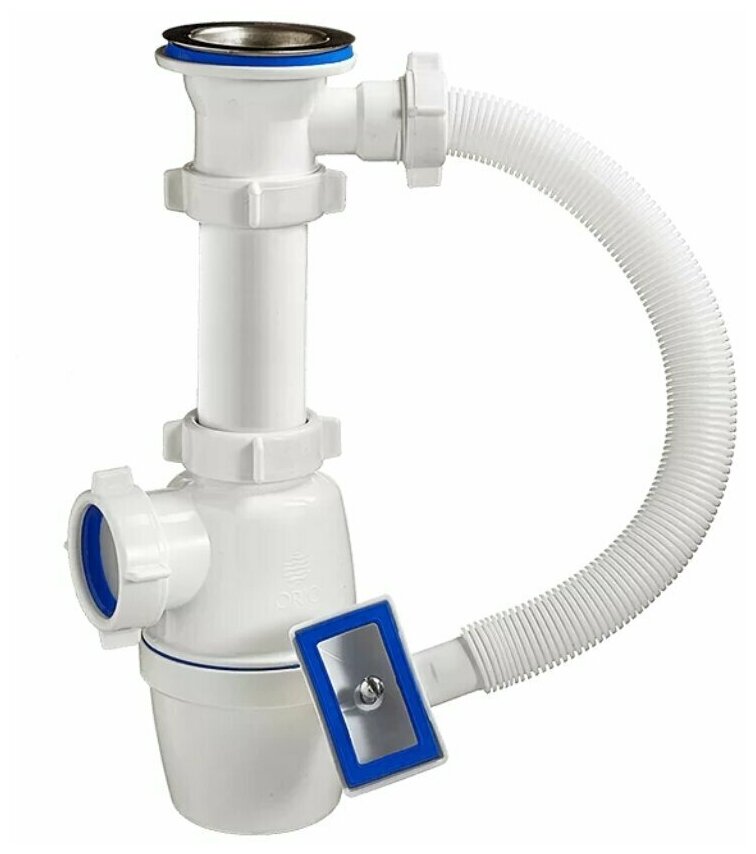 фото Сифон для умывальника/мойки бутылочный 1 1/2"х40 с переливом Орио А-4004