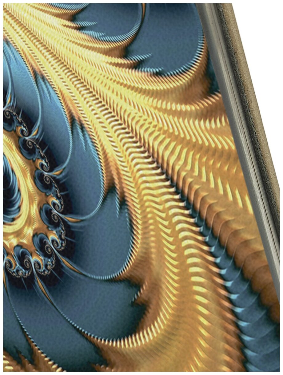 Чехол-книжка на Apple iPhone 6S Plus / 6 Plus / Эпл Айфон 6 Плюс / 6с Плюс с рисунком "Сине-золотые узоры" золотой