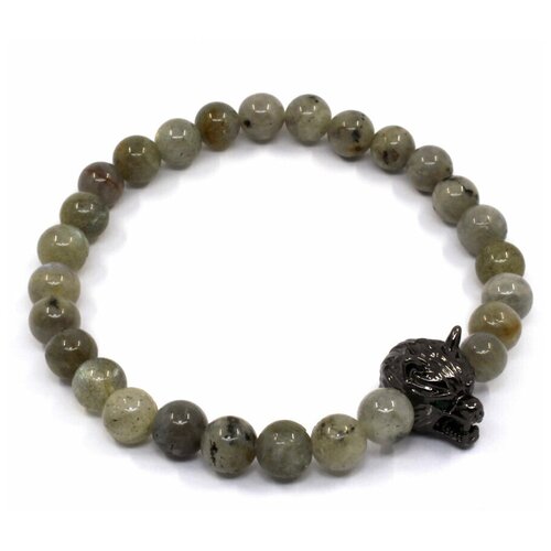 фото Handinsilver ( посеребриручку ) браслет из серого лабрадорита 6мм с волком