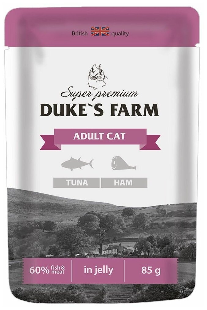 Корм для кошек DUKE'S FARM тунец, ветчина конс. пауч 85г