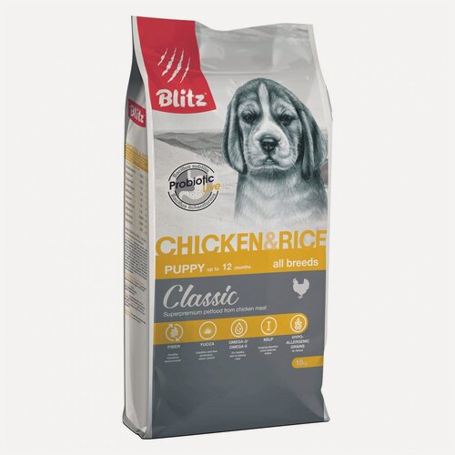 Изображение товара Blitz Classic Puppy All Breeds сухой корм для щенков всех пород, с курицей и рисом - 15 кг