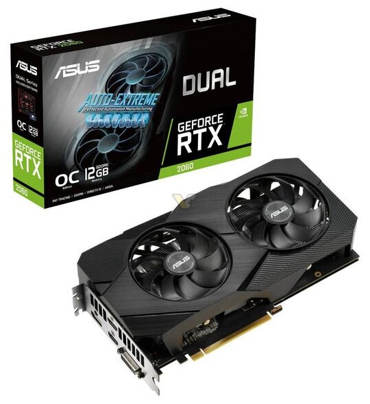 Видеокарта PCI-E ASUS GeForce RTX 2060 DUAL EVO OC DUAL-RTX2060-O12G-EVO 12GB GDDR6 192bit 12nm 147014000MHz DVIDP2HDMI