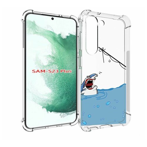 Чехол MyPads акула-рисунок для Samsung Galaxy S23 Plus + задняя-панель-накладка-бампер