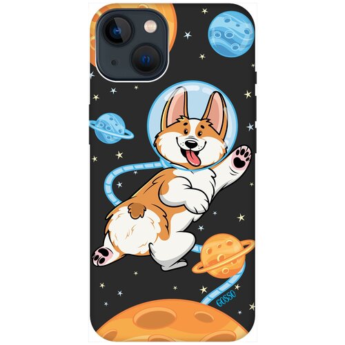 Силиконовый чехол на Apple iPhone 14 Plus / Эпл Айфон 14 Плюс с рисунком CosmoCorgi Soft Touch черный силиконовый чехол на apple iphone 14 plus эпл айфон 14 плюс с рисунком cosmocorgi soft touch сиреневый