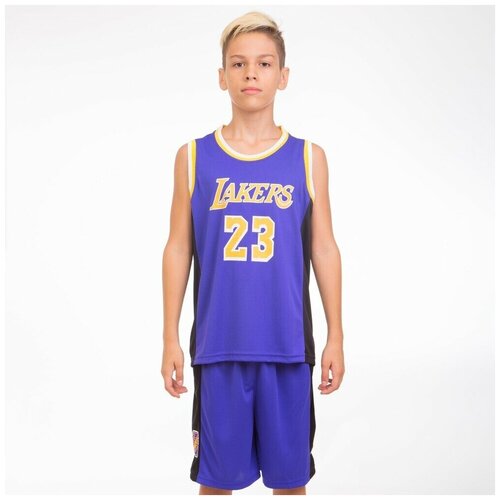 Детская баскетбольная форма Леброн Джеймс Лос Анджелес Лейкерс №23 (24 (M) / синий / черный / синий / 134-140)