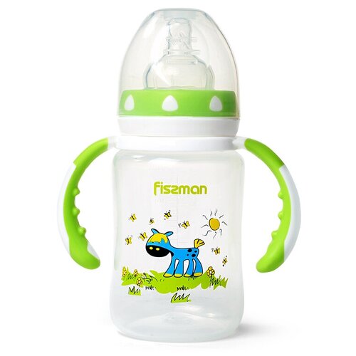 фото Fissman бутылочка пластиковая с ручками 240 мл 6893\6894\6895, с рождения, салатовый