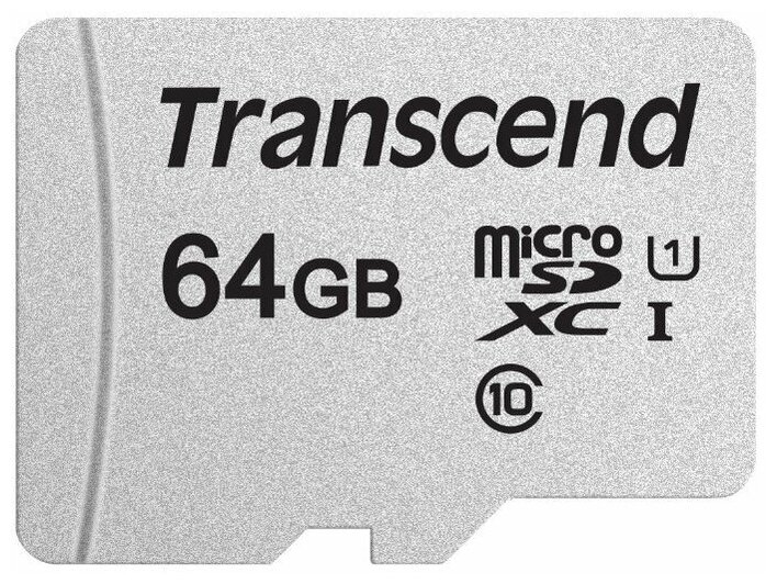 Карта памяти Transcend microSDXC 300S Class 10 UHS-I U1 64GB (TS64GUSD300S)