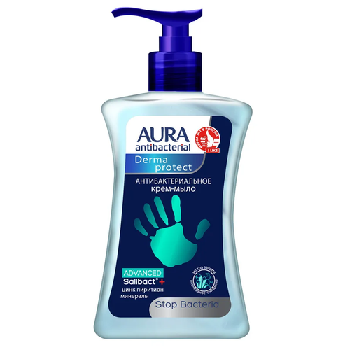 AURA Antibacterial Крем-мыло Derma Protect антибактериальное флакон/дозатор 250мл