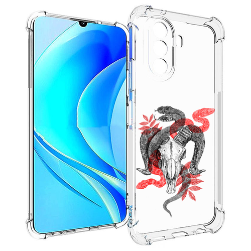 Чехол MyPads змея в черепе рисунок для Huawei Nova Y70 / Nova Y70 Plus (MGA-LX9N) / Huawei Enjoy 50 задняя-панель-накладка-бампер чехол mypads нарисованная змея абстракция для huawei nova y70 nova y70 plus mga lx9n huawei enjoy 50 задняя панель накладка бампер