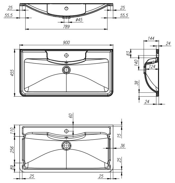 BelBagno Раковина из искусственного мрамора BB900/455-LV-MR-ALR