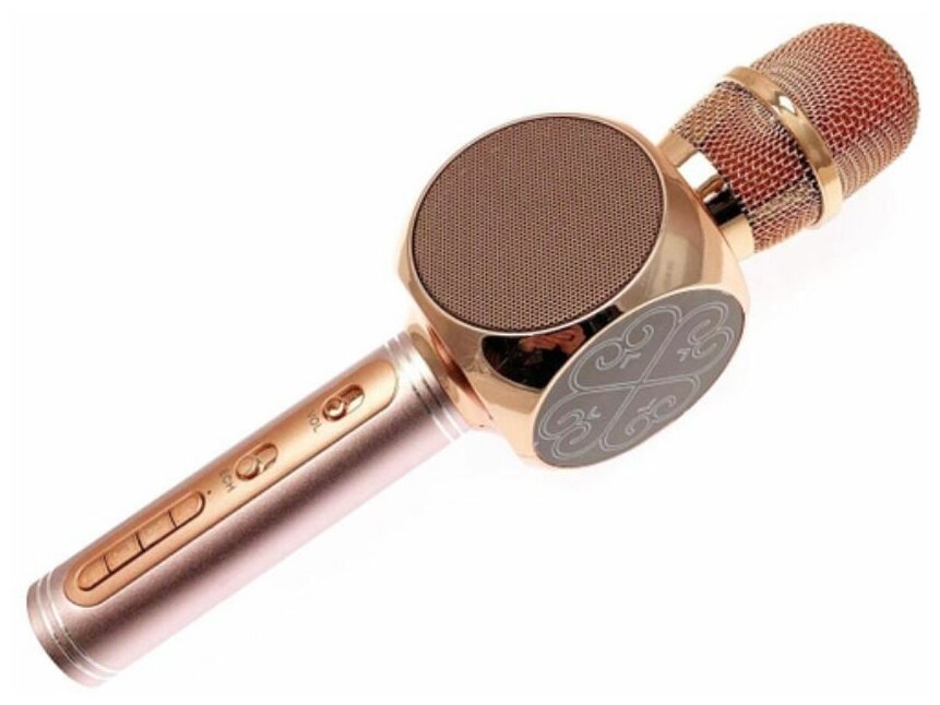 Микрофон караоке беспроводной,с подсветкой,с изменением голоса. YS (розовый)
