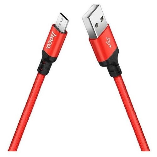 Micro USB кабель hoco 6957531062912 X14, красный 2.0m кабель micro usb hoco x14 1a черный 1м
