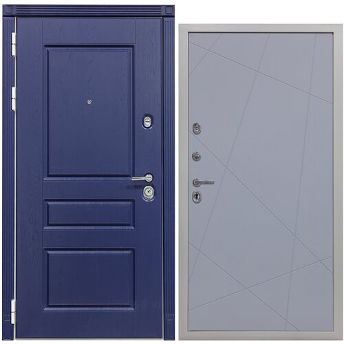 Дверь входная металлическая DIVA 45 2050x860 Левая Роял синий - Д11 Силк Маус, тепло-шумоизоляция, антикоррозийная защита для квартиры