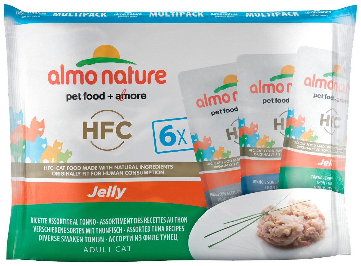 ALMO NATURE CAT CLASSIC JELLY MULTIPACK набор паучей для взрослых кошек с тунцом в желе 6 шт х 55 гр (1 шт)