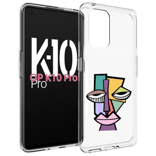 Чехол MyPads лицо из квадратиков с глазами женский для OPPO K10 Pro задняя-панель-накладка-бампер