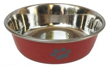 Миска для домашних животных HOMEPET Heavy Лапки 0,45 л металлическая утяжеленная красная - фотография № 2