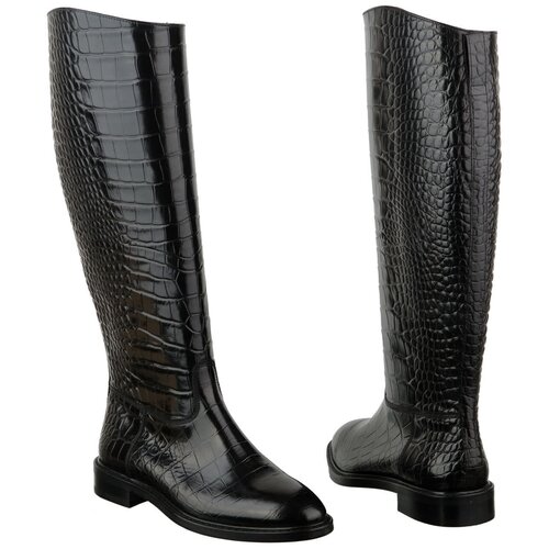 фото Женские осенние сапоги на низком каблуке elite el-l898qe1xm czarny