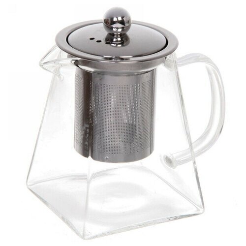 Чайник заварочный стеклянный 500мл «Хай-Тек» Трапеция с металлическим ситом Селфи