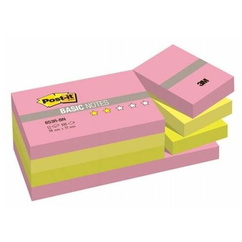 Блок самоклеящийся бумажный 3M Post-it Basic 653R-BN 7100215955 38x51мм 100лист. неон 3цв.в упак. уп