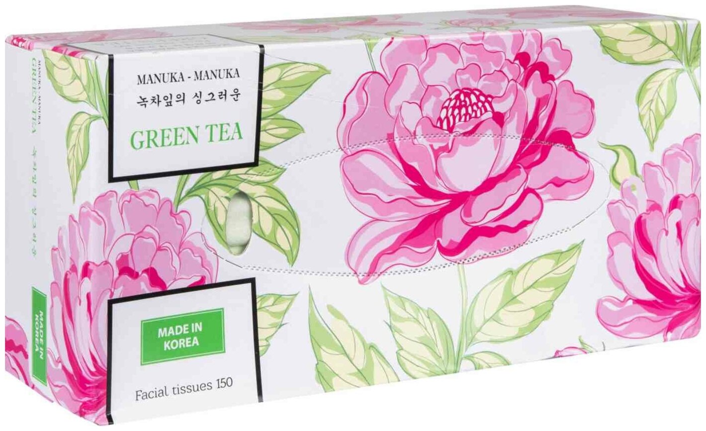 Monalisa Manuka Manuka Green Tea Салфетки-выдергушки для лица двухслойные с ароматом зеленого чая 150 шт