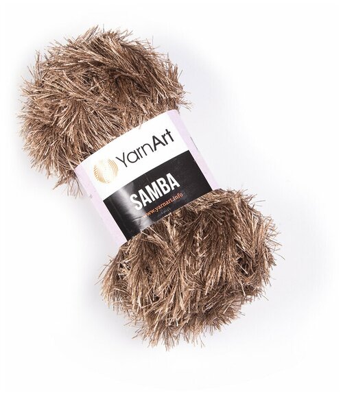 Пряжа для вязания YarnArt Samba (ЯрнАрт Самба) - 2 мотка 199 светло-коричневый, травка, фантазийная для игрушек 100% полиэстер 150м/100г