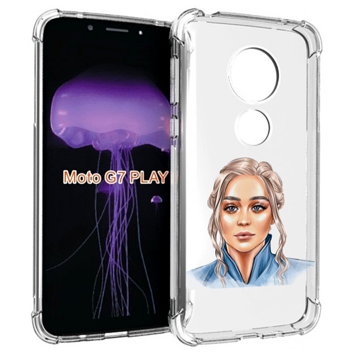 Чехол MyPads красивая-нарисованная-девушка-блондинка женский для Motorola Moto G7 Play задняя-панель-накладка-бампер