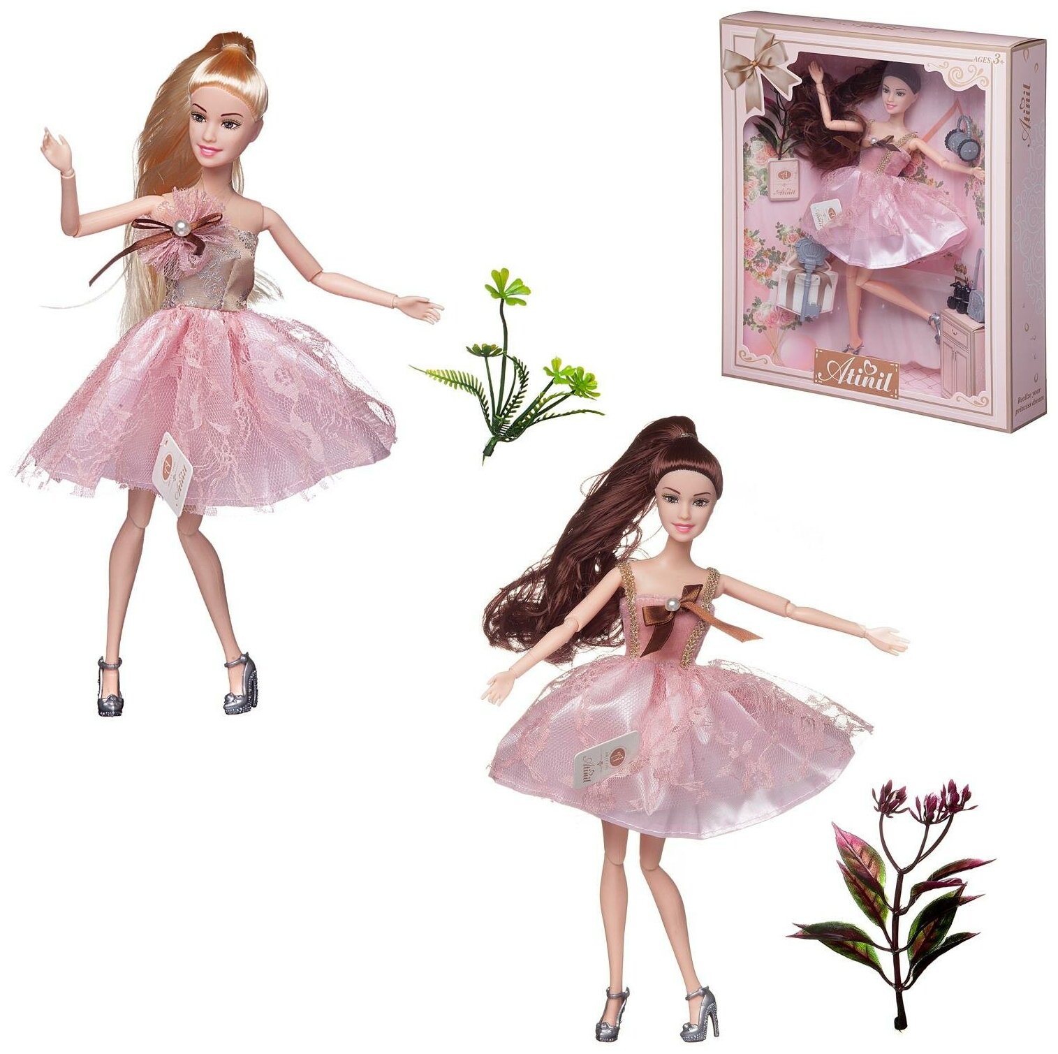 Кукла Junfa Atinil (Атинил) Мой розовый мир в платье с двухслойной юбкой, 28см WJ-21547