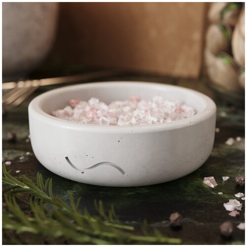 Сервировочная тарелка, миска Astrid XS, 8.5x2.5 см, бетон, белая глянцевая