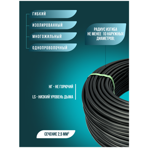 Электрический кабель ВВГ нг(А)-LS 4х2.5 мм2, гост, провод медный, силовой, 10 м