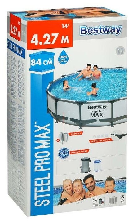 BESTWAY Бассейн каркасный Steel Pro Max 427х84см 10220л 56595 (030887) - фотография № 9