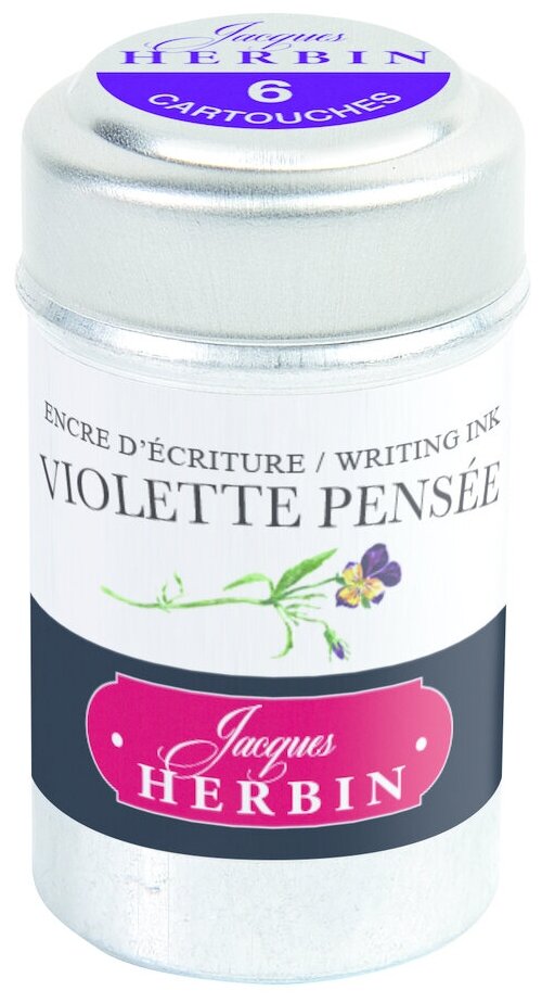 Картриджи для перьевой ручки Herbin Violette pensée, сине-лиловый, 6 шт/уп, стандарт international short