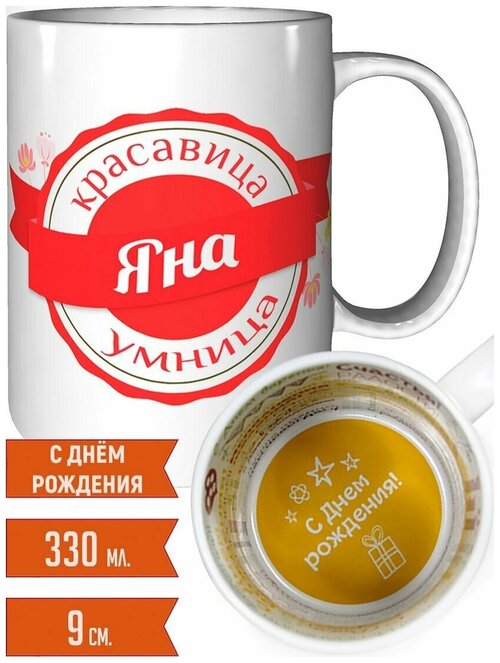 Кружка Яна умница красавица - с днём рождения пожелания.